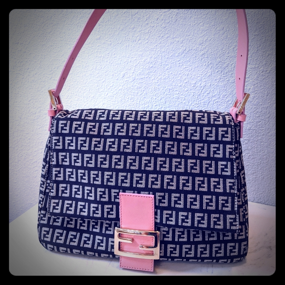 Authentic Fendi zucchino baguette purse